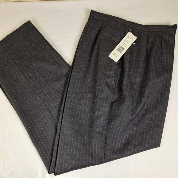 Norton Bernard Size 18 Dark Gray Trousers Striped Wool Blend NWT - Picture 1 of 15